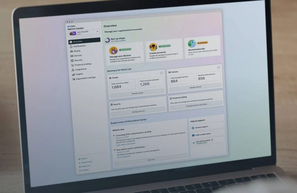 TMH Case Study Image of Meta for Work Dashboard