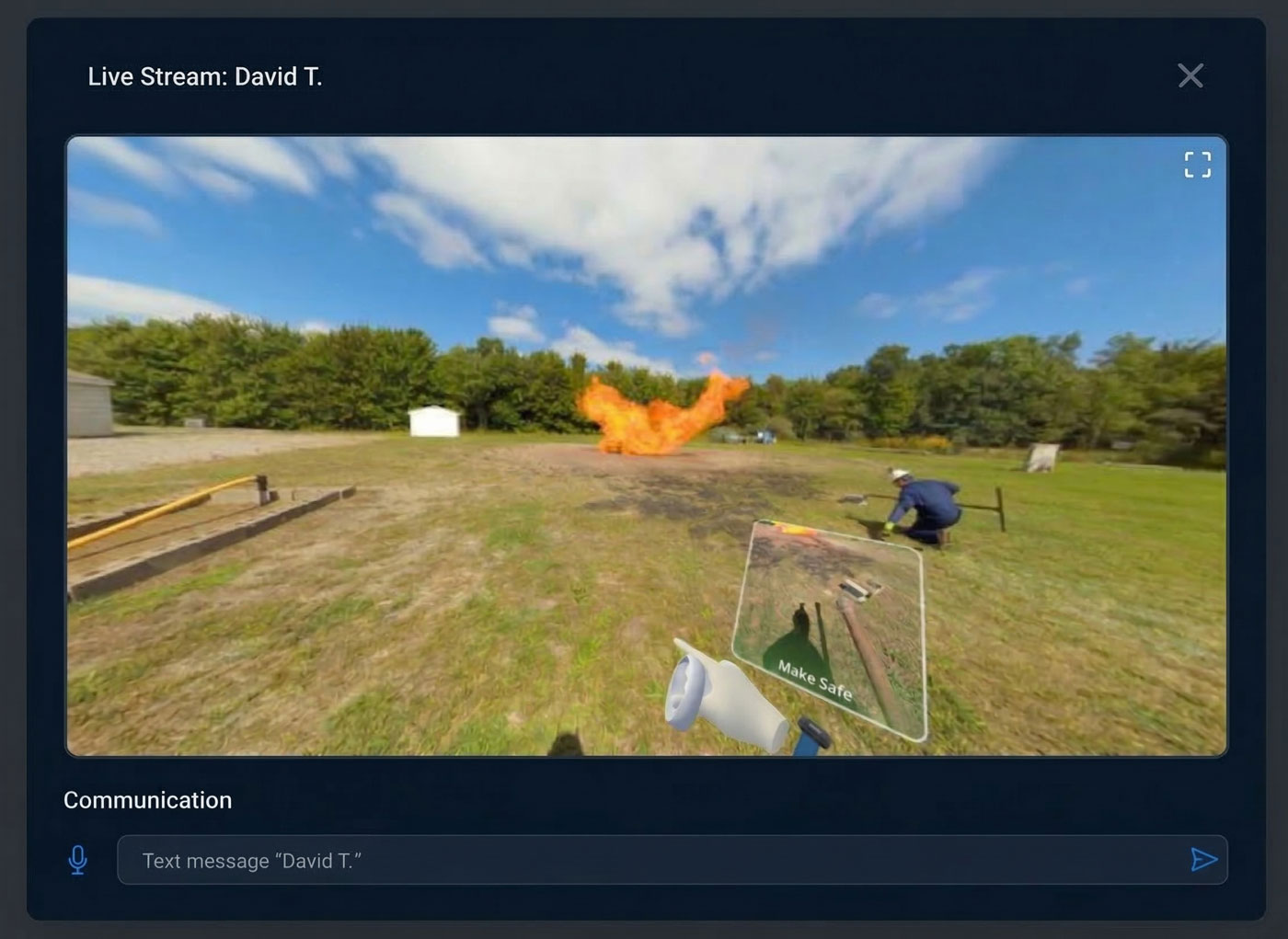 VR training reduces on-the-job incidents — Vision Portal live stream of a trainee responding to a fire hazard scenario in real time